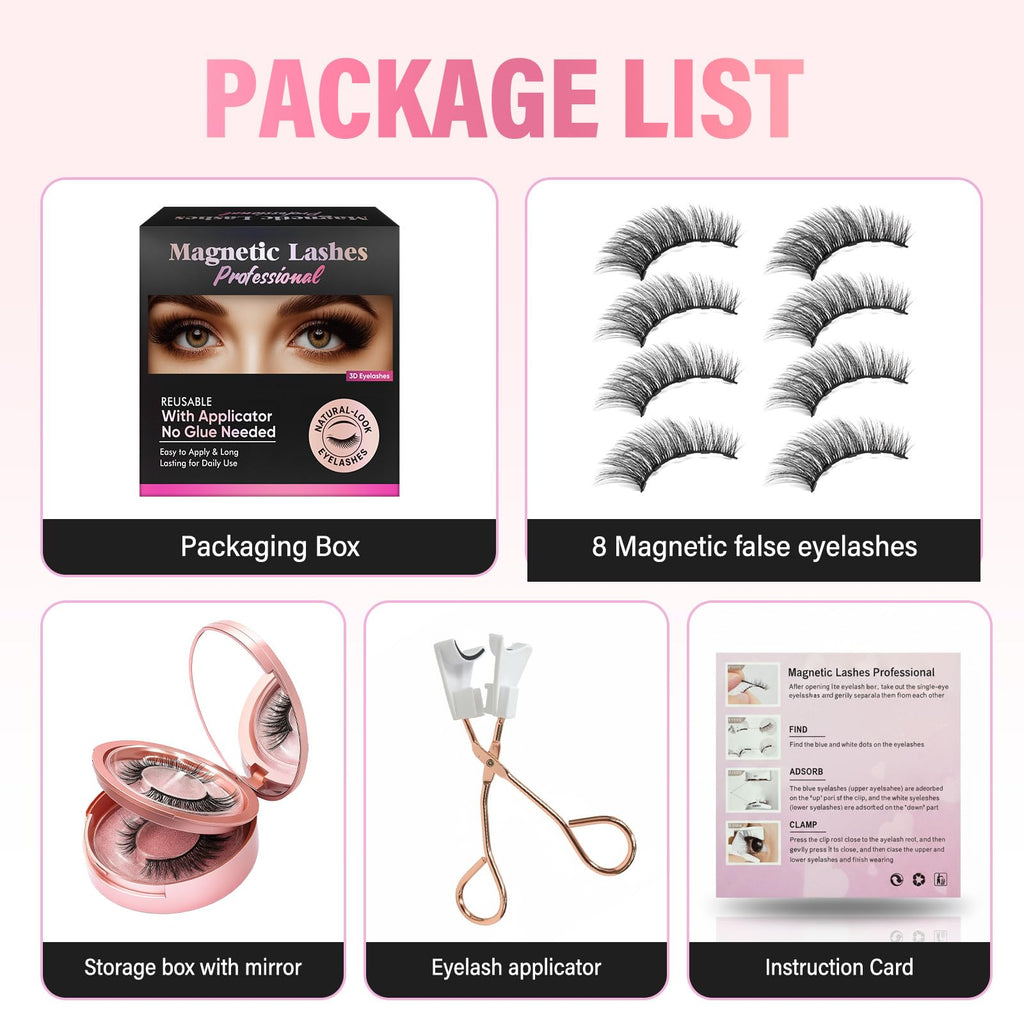 AiRunTech Magnetic Eyelashes Kit – 3D Natural Look, No Glue, Easy Applicator
