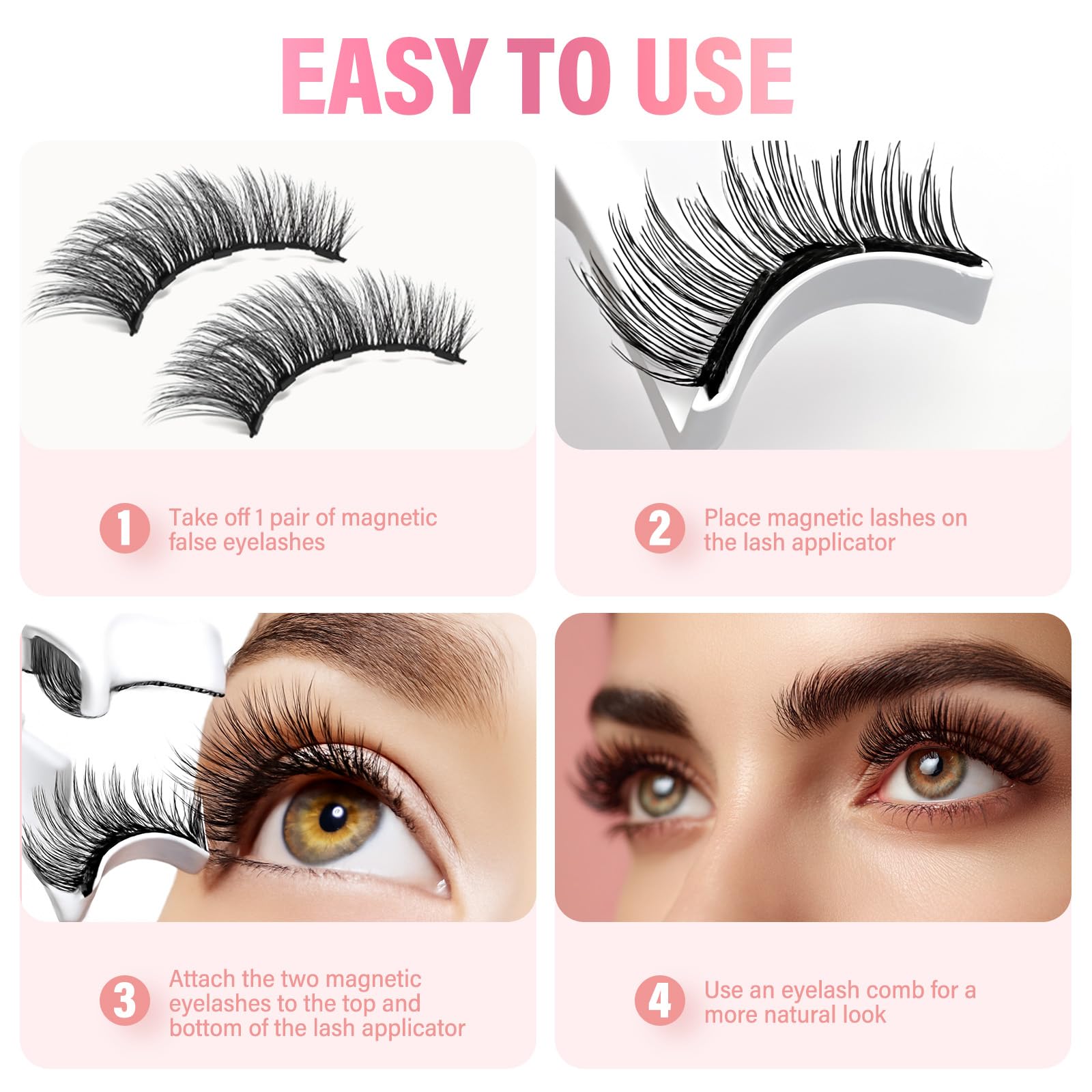 AiRunTech Magnetic Eyelashes Kit – 3D Natural Look, No Glue, Easy Applicator
