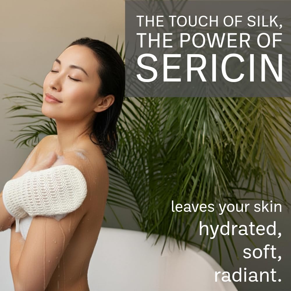 aisen Japan Silk Sericin Bath Mitt – Gentle, Exfoliating Silk Glove