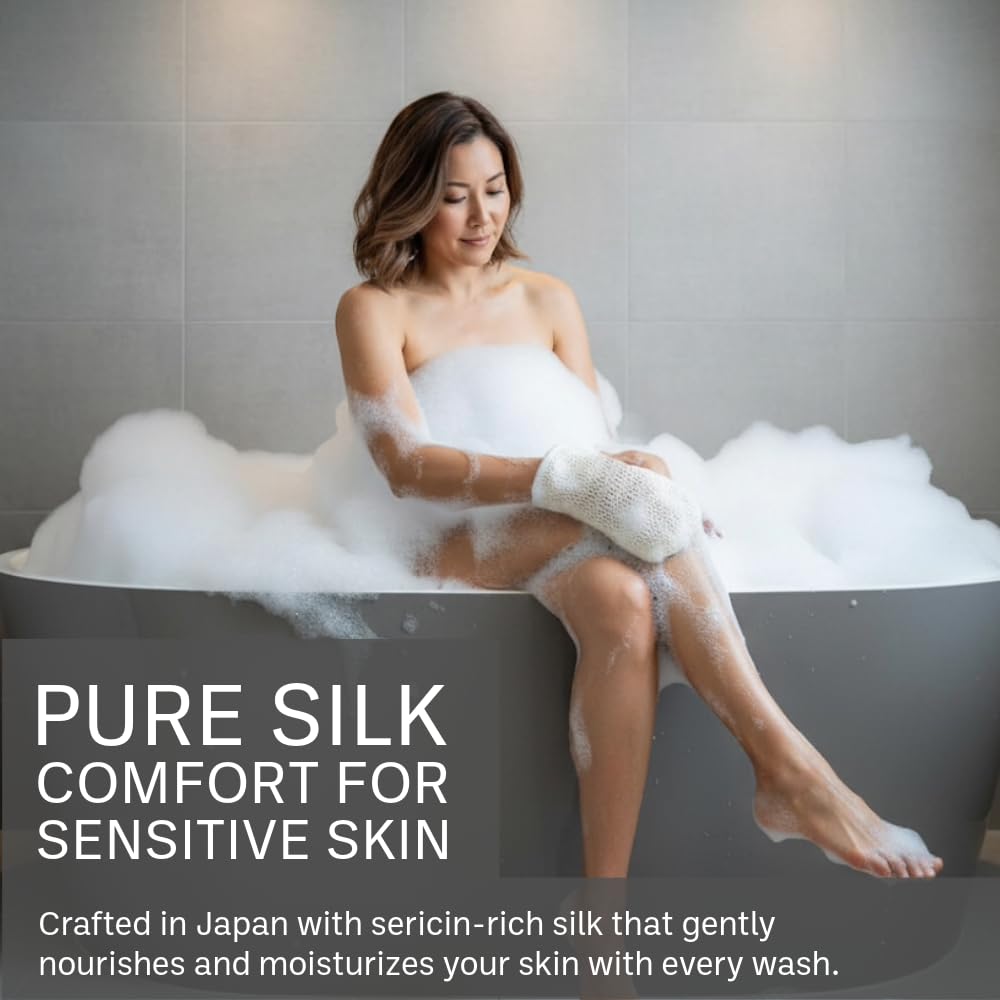 aisen Japan Silk Sericin Bath Mitt – Gentle, Exfoliating Silk Glove