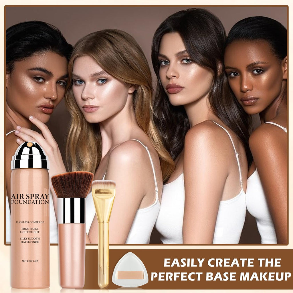 AIUEO Airbrush Foundation Spray for Mature Skin – Lightweight Full Coverage, Natural Matte Finish, Shade 05 Light