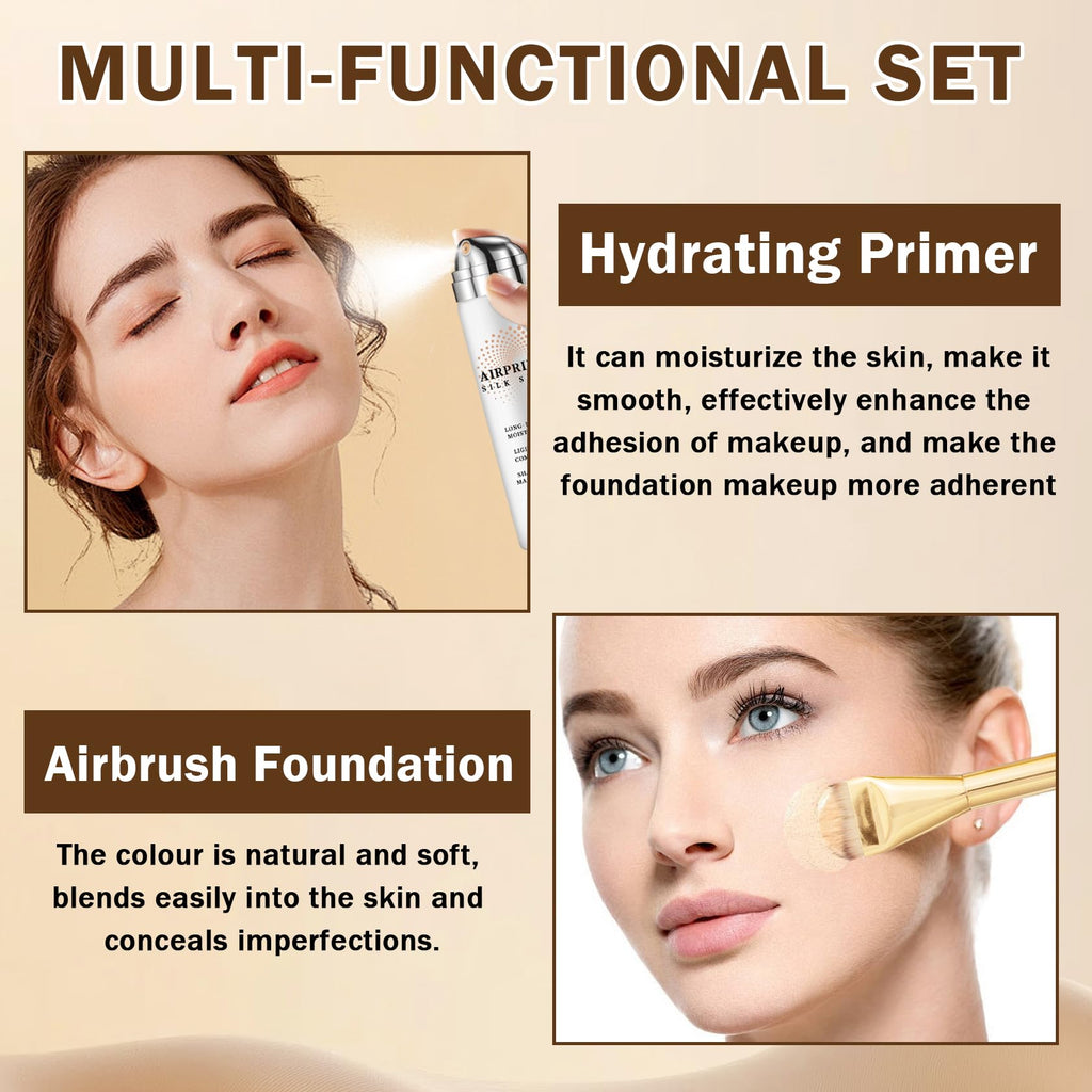 AIUEO Airbrush Foundation & Primer Kit – Silky, Long-Lasting Nude 03