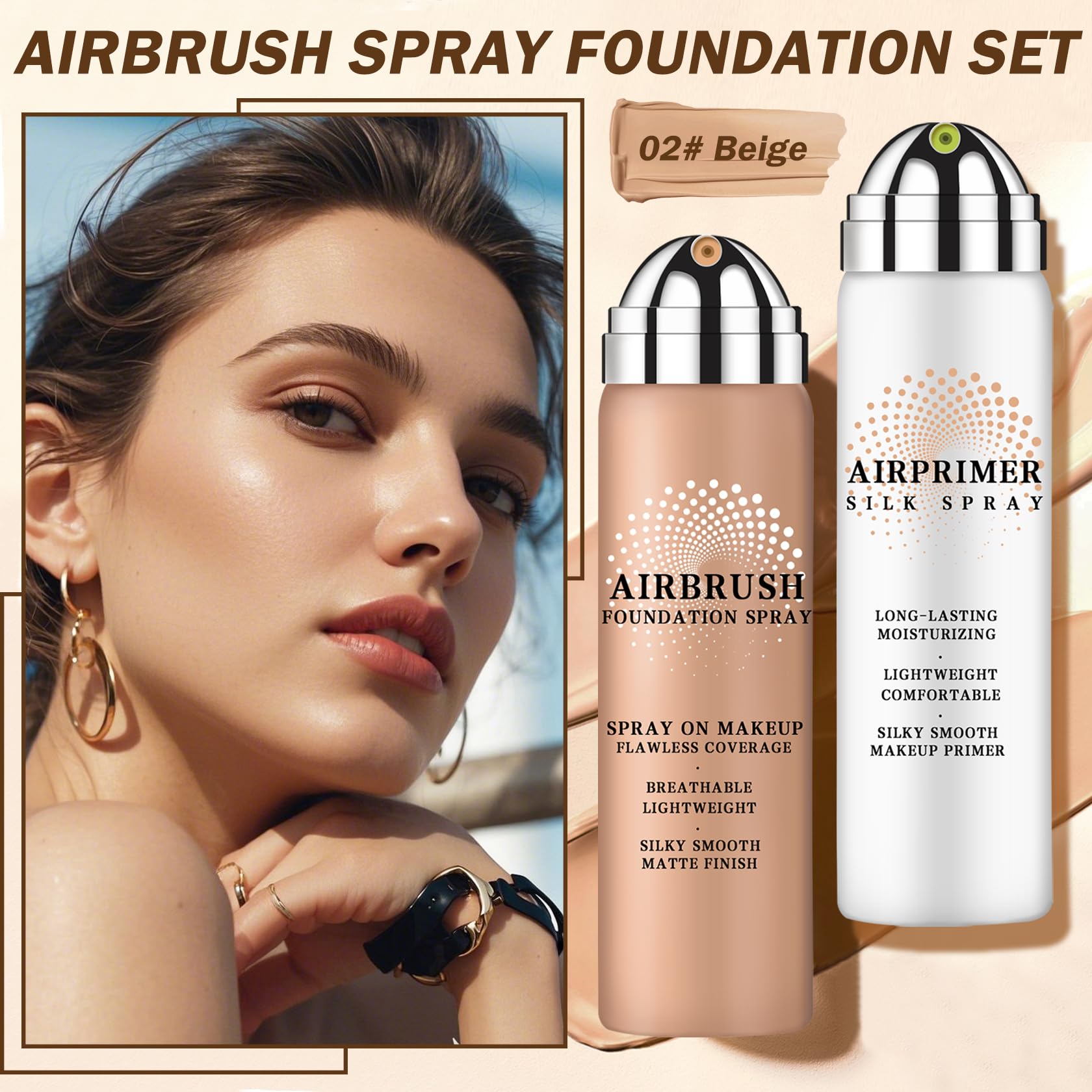 AIUEO Airbrush Foundation Spray – Full Coverage Primer (Beige 02)