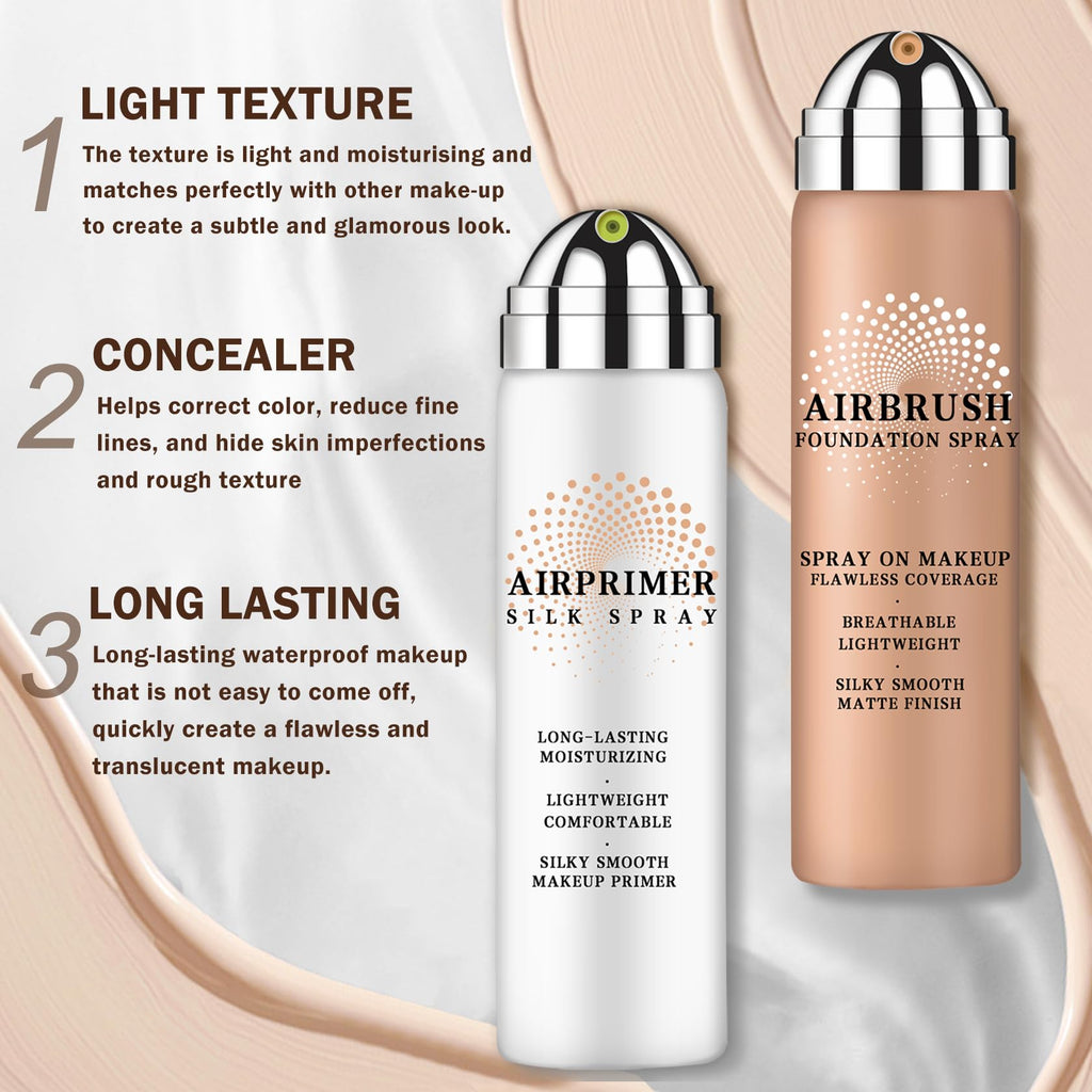 AIUEO Airbrush Foundation & Primer Kit – Silky, Long-Lasting Nude 03