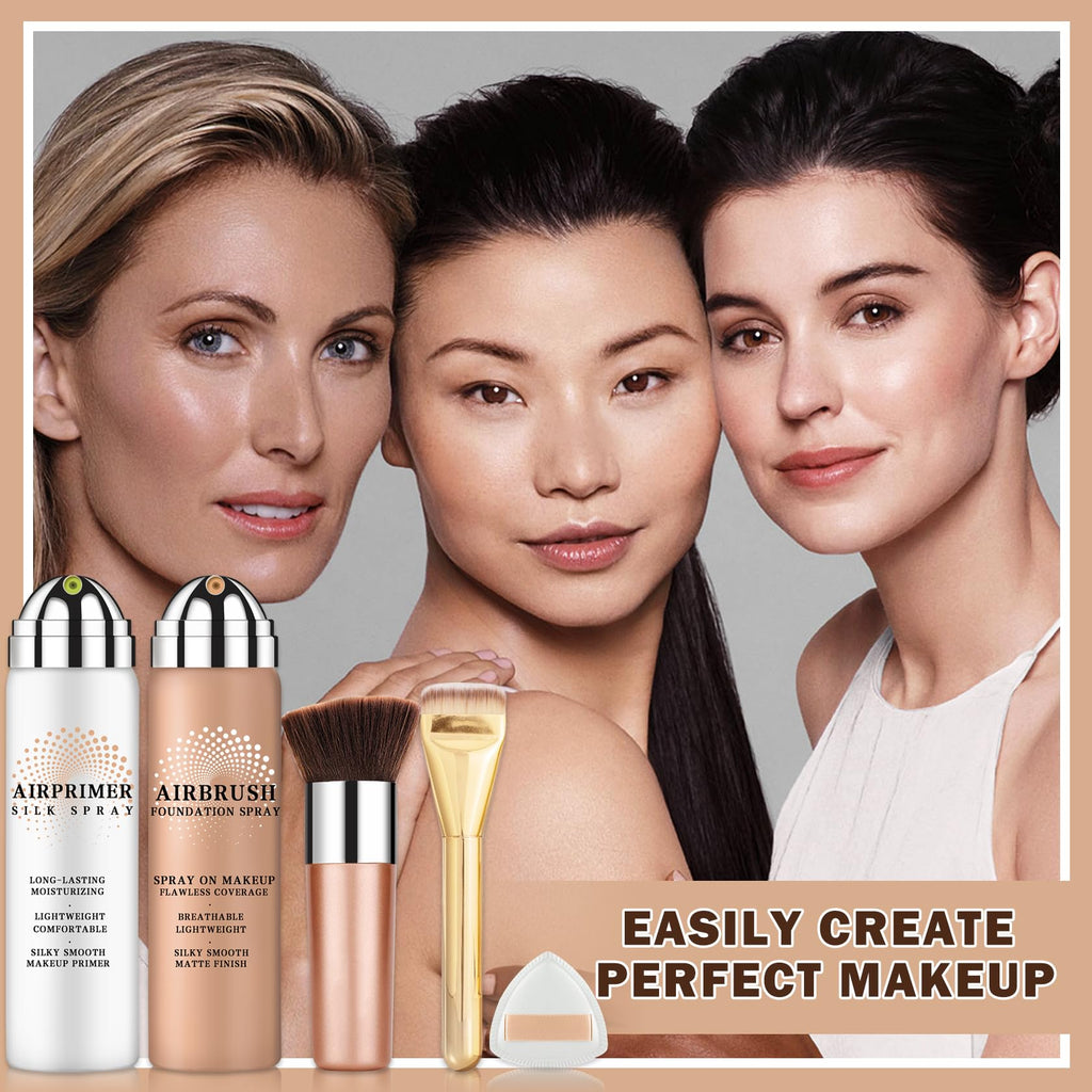 AIUEO Airbrush Foundation & Primer Kit – Silky, Long-Lasting Nude 03
