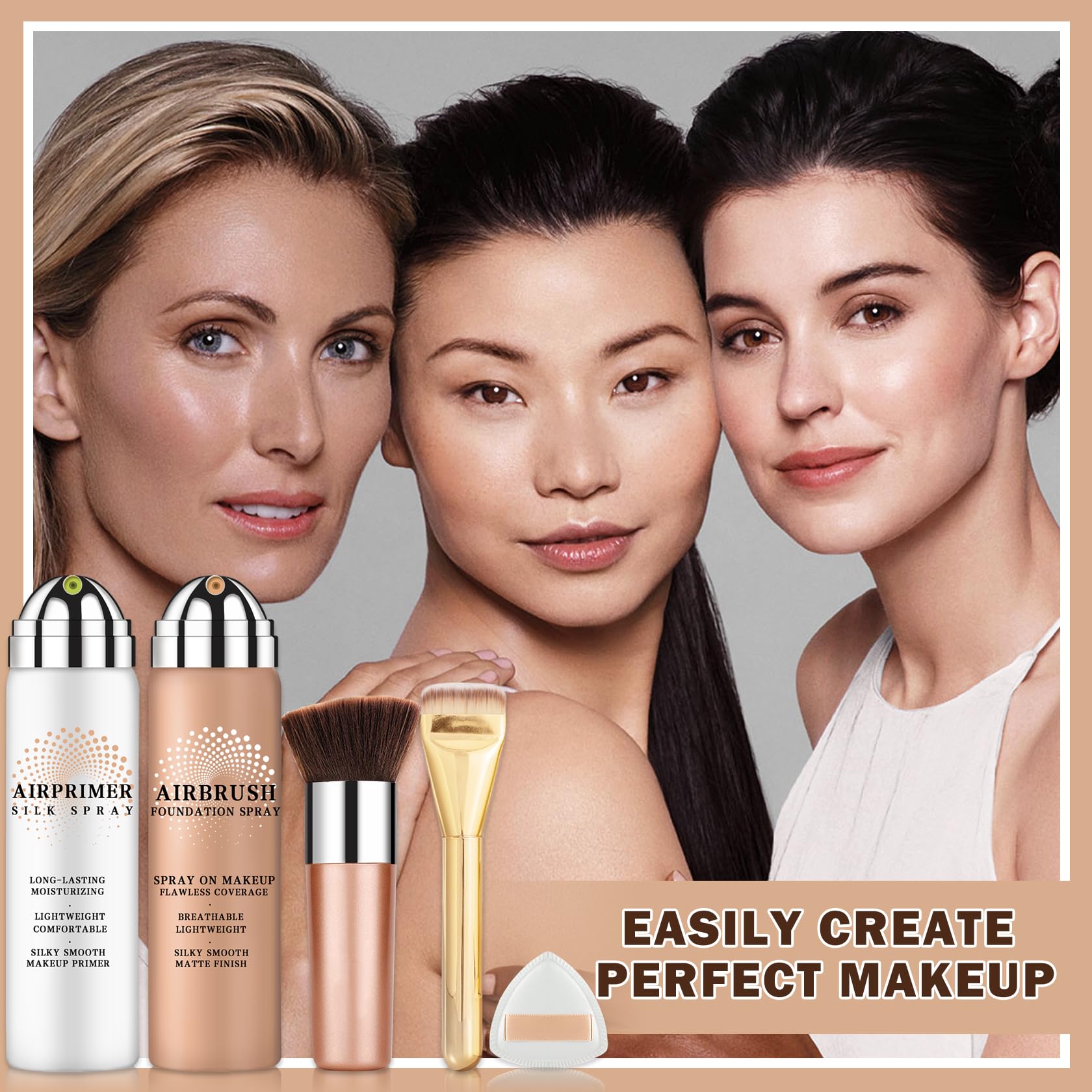 AIUEO Airbrush Foundation & Primer Kit – Silky, Long-Lasting Nude 03