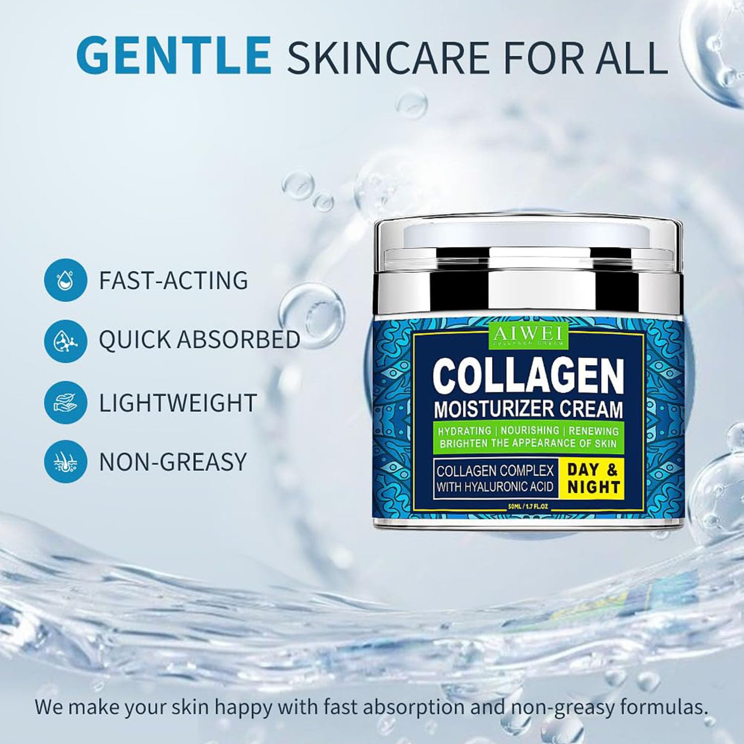 AIWEI Face Moisturizer Collagen Cream – Hydrating Day & Night Cream with Retinol + Hyaluronic Acid