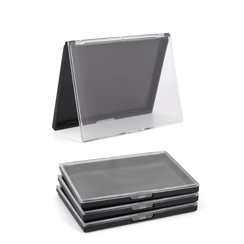 AJLTPA Magnetic Makeup Palette Empty – Clear Top 3-Pack with 60 Adhesive Metal Stickers (5.7 x 4.3 in)