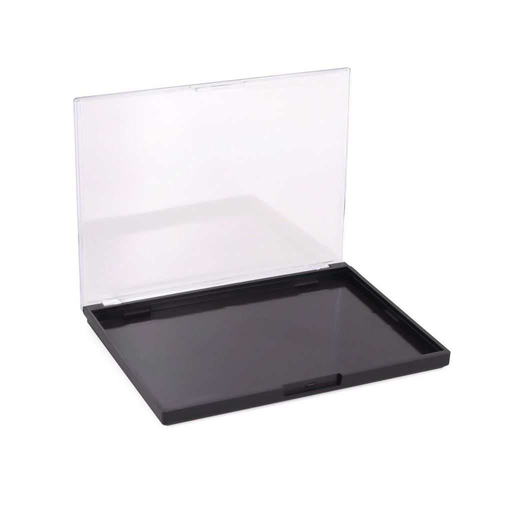 AJLTPA Magnetic Makeup Palette Empty – Clear Top 3-Pack with 60 Adhesive Metal Stickers (5.7 x 4.3 in)
