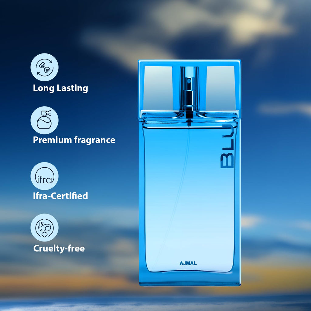 Ajmal Blu Eau de Parfum for Men – Long-Lasting Fresh Aquatic Scent (90 ml)