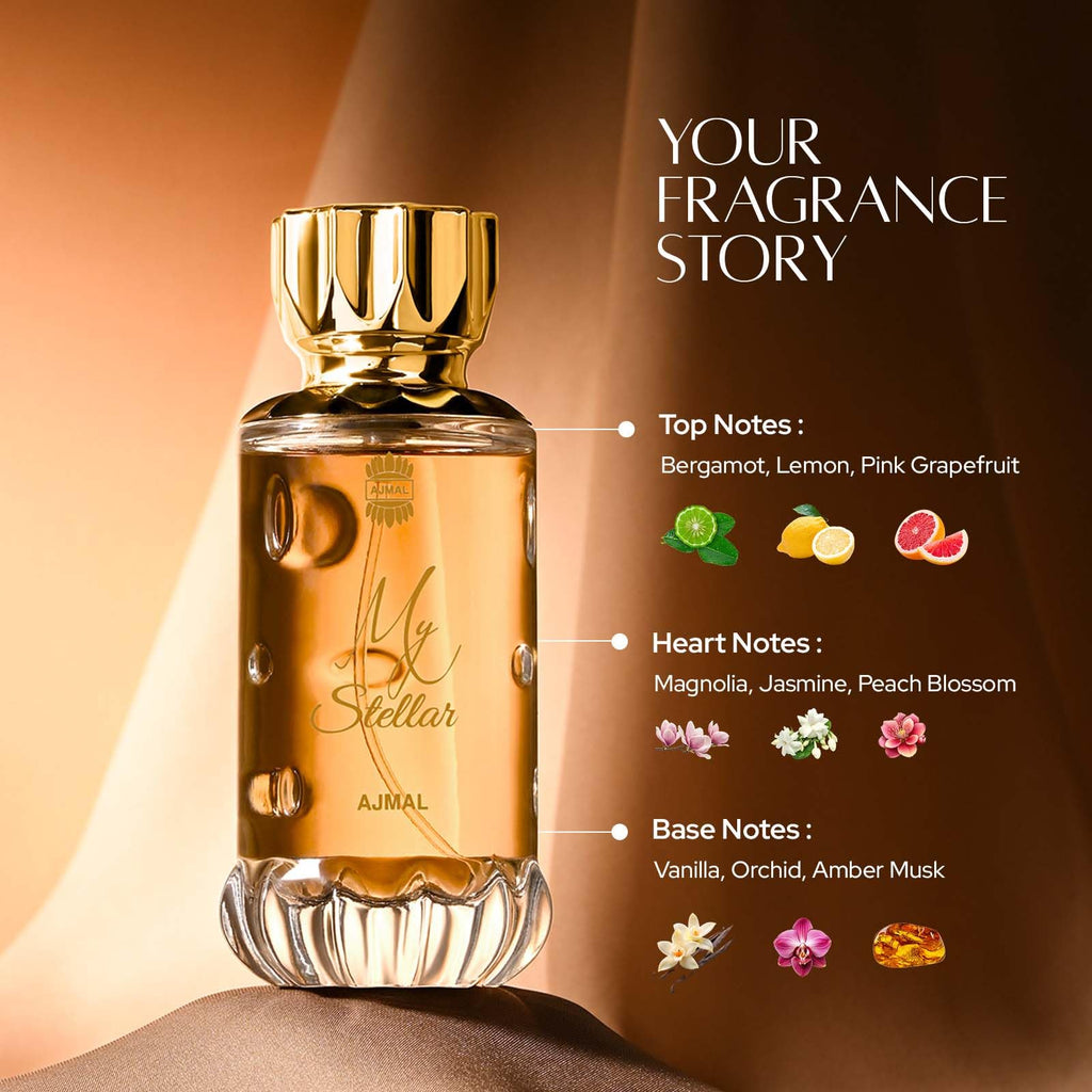 Ajmal My Stellar Eau de Parfum for Women – 100 ml | Long-Lasting Musky Fragrance | Made in Dubai