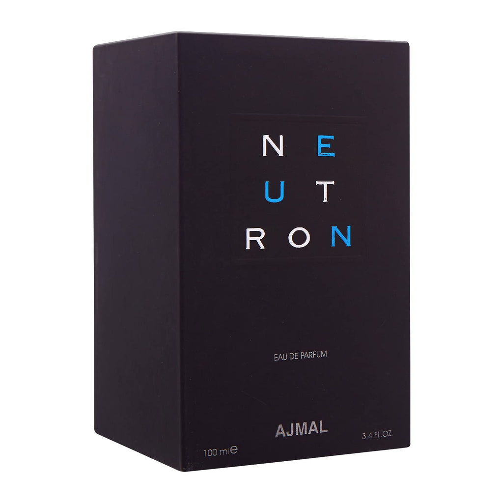 Ajmal Neutron Eau de Parfum for Men – 3.4 oz / 100 ml | Fresh Fruity-Musky & Woody Scent | Long-Lasting Dubai Craft