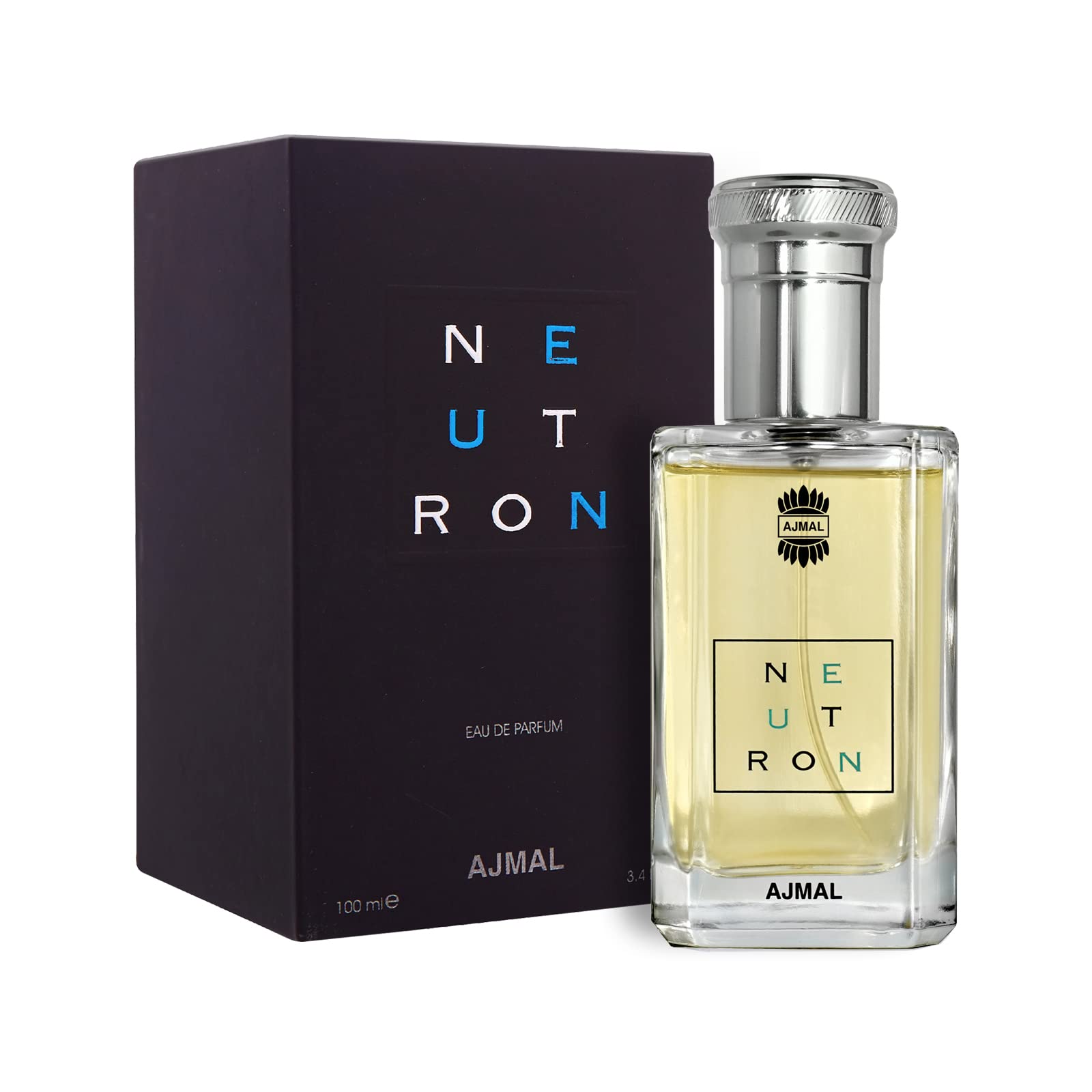 Ajmal Neutron Eau de Parfum for Men – 3.4 oz / 100 ml | Fresh Fruity-Musky & Woody Scent | Long-Lasting Dubai Craft
