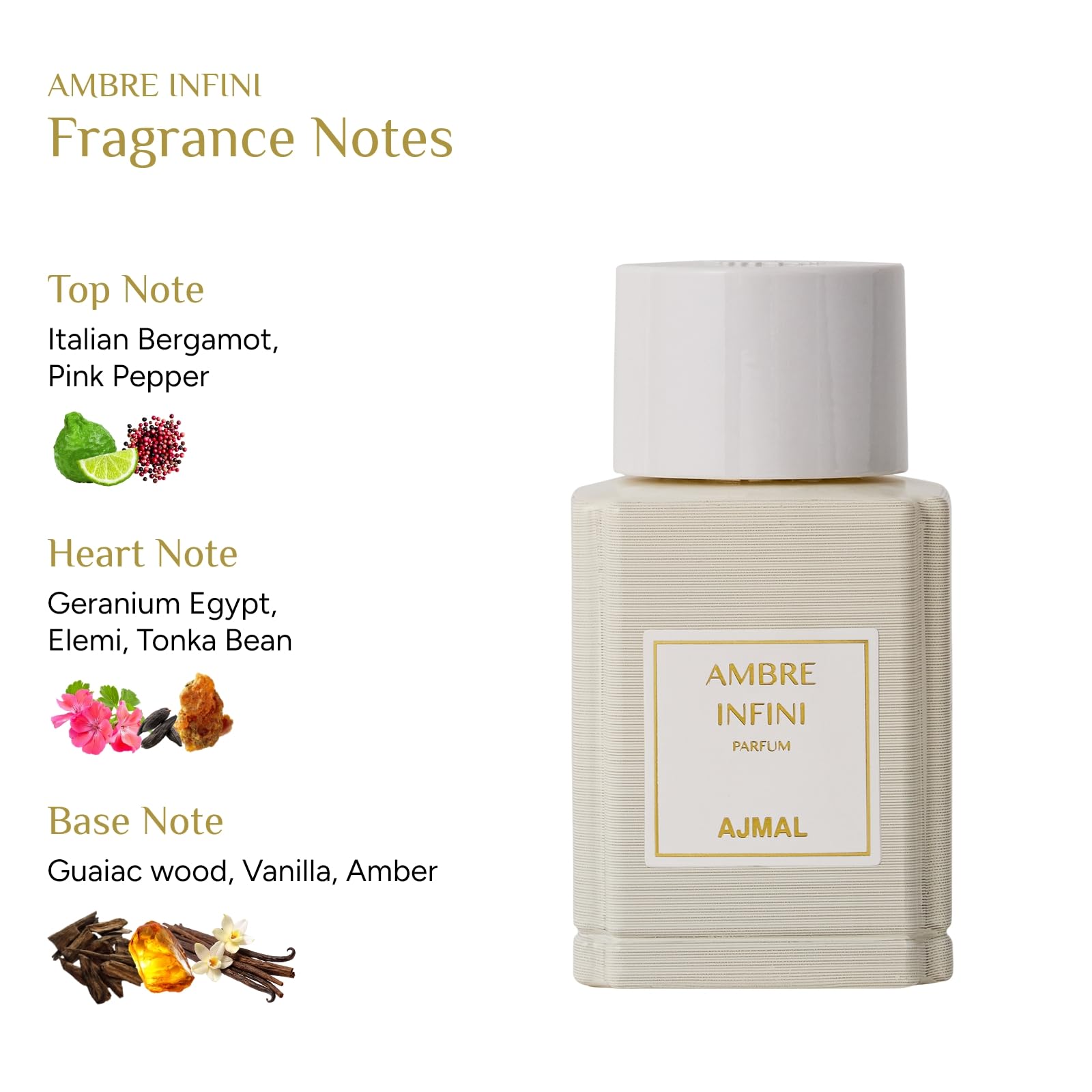 Ajmal Oud Marquis Ambre Infini EDP – Unisex Amber Woody, Made in France