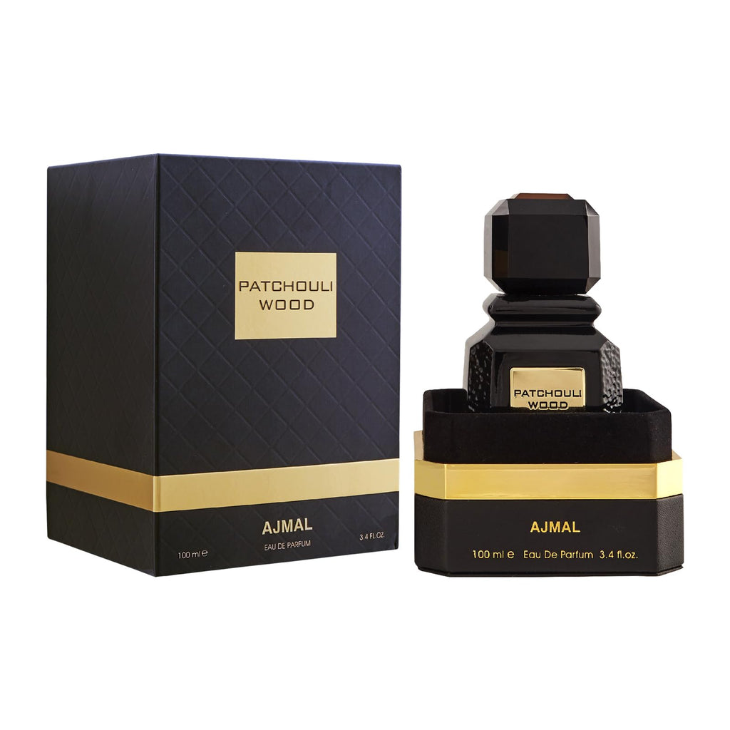 Ajmal Patchouli Wood Eau de Parfum for Men – 3.4 oz / 100 ml | Long-Lasting Spicy Woody Fragrance – Made in Dubai