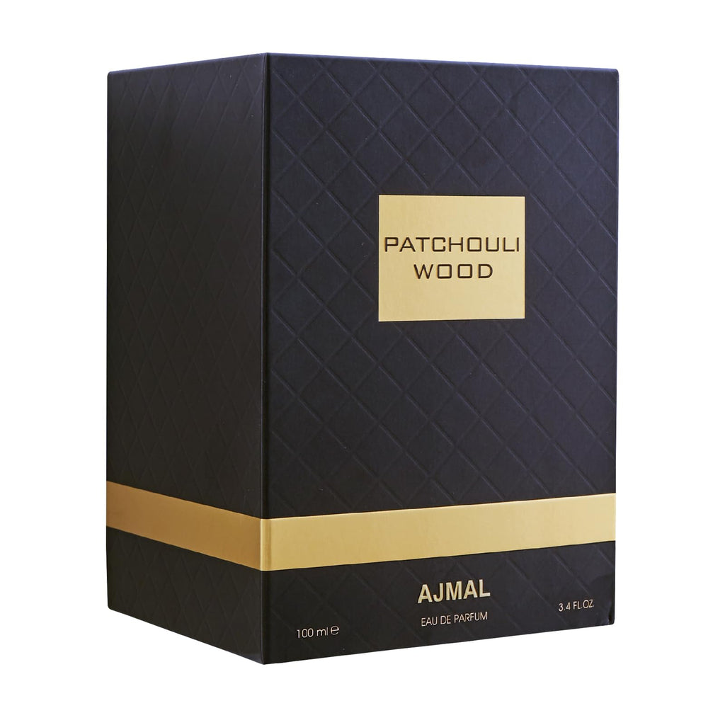 Ajmal Patchouli Wood Eau de Parfum for Men – 3.4 oz / 100 ml | Long-Lasting Spicy Woody Fragrance – Made in Dubai
