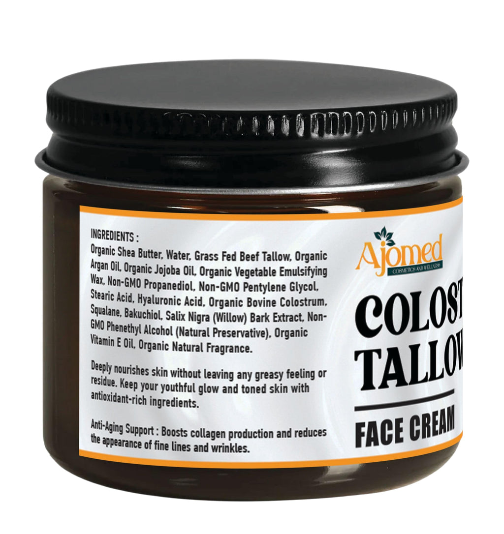 Colostrum & Tallow Face Moisturizer – Dry Skin, Fine Lines & Aging | AJOMED COSMETICS