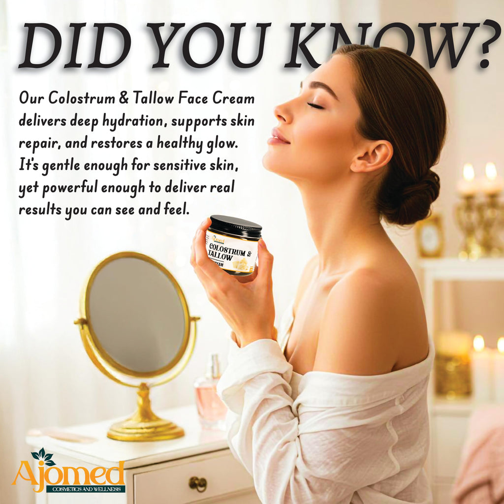 Colostrum & Tallow Face Moisturizer – Dry Skin, Fine Lines & Aging | AJOMED COSMETICS