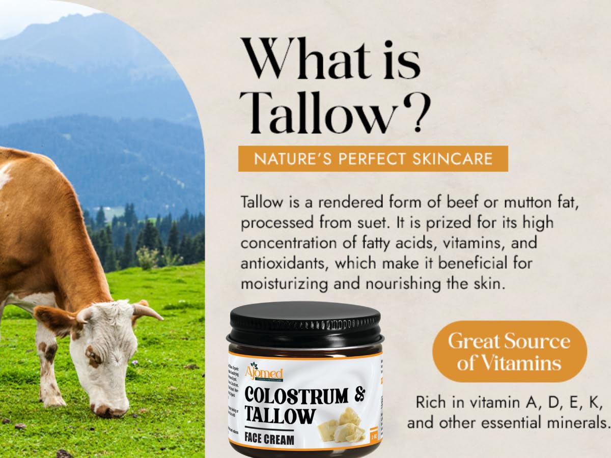 Colostrum & Tallow Face Moisturizer – Dry Skin, Fine Lines & Aging | AJOMED COSMETICS
