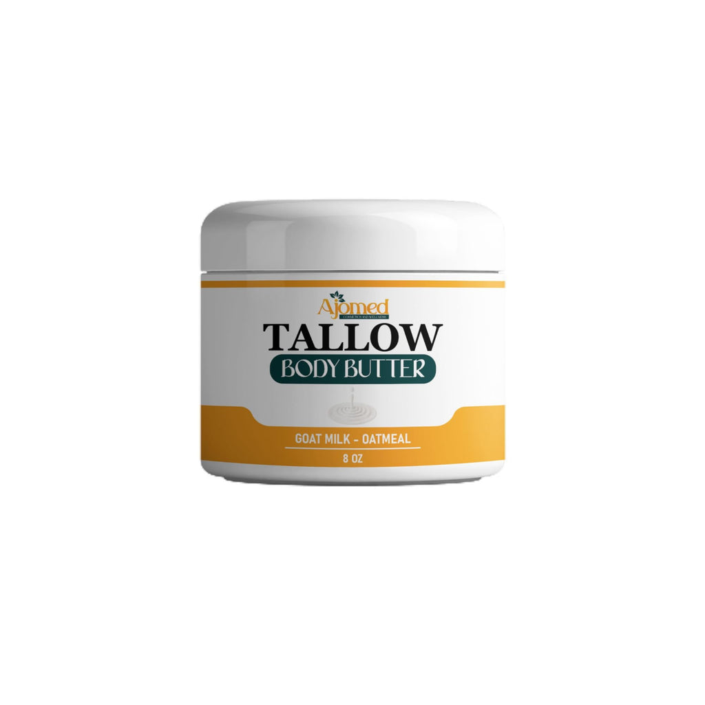 AJOMED COSMETICS Tallow & Goat Milk Body Butter – Natural Moisturizing Cream (Unscented)