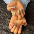 AKA Unicorn Dark Red Press On Nails – Cat Eyes Design, Medium Long Square, Gift