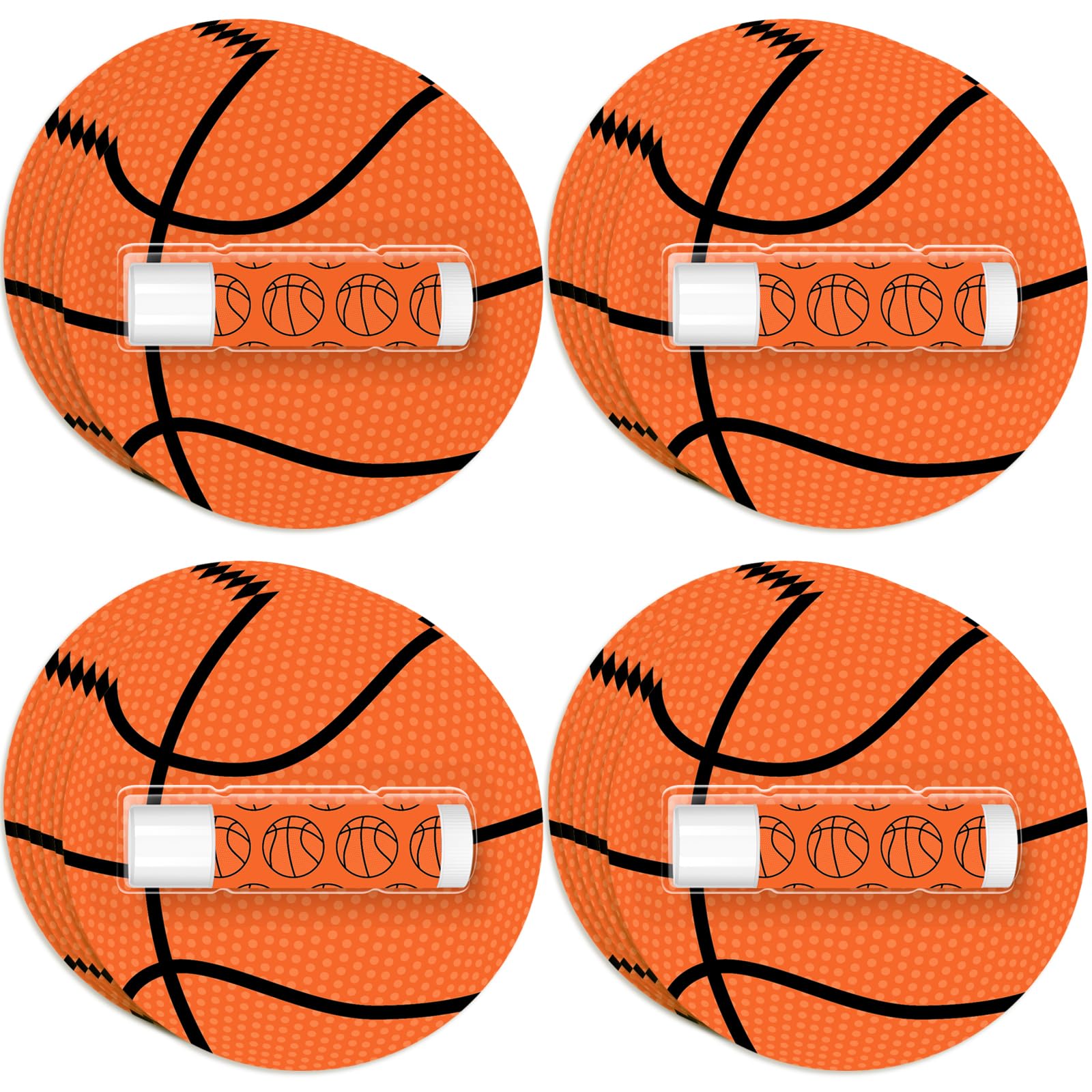AKAIXI 24 Pack Basketball Lip Balm – Beeswax Moisturizing Vanilla Flavor, Bulk Party Gifts