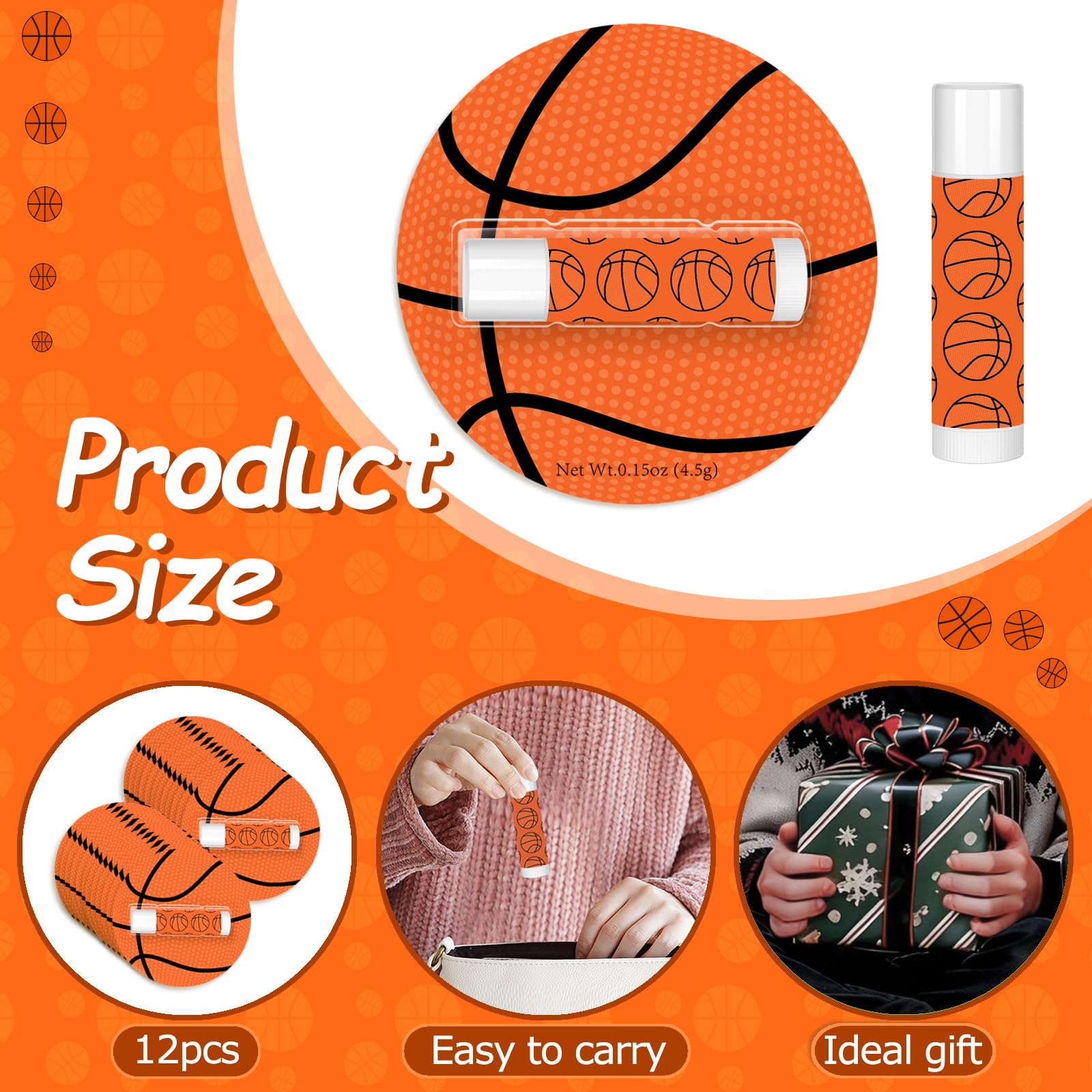 AKAIXI 24 Pack Basketball Lip Balm – Beeswax Moisturizing Vanilla Flavor, Bulk Party Gifts