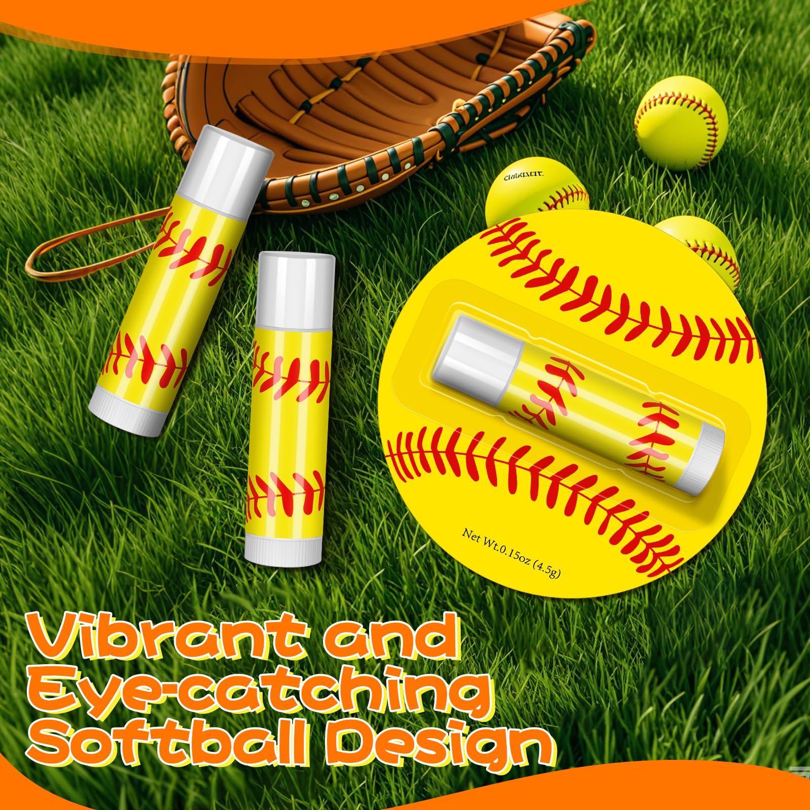 AKAIXI 24-Pack Softball Chapstick – Beeswax Lip Balm with Vanilla Flavor