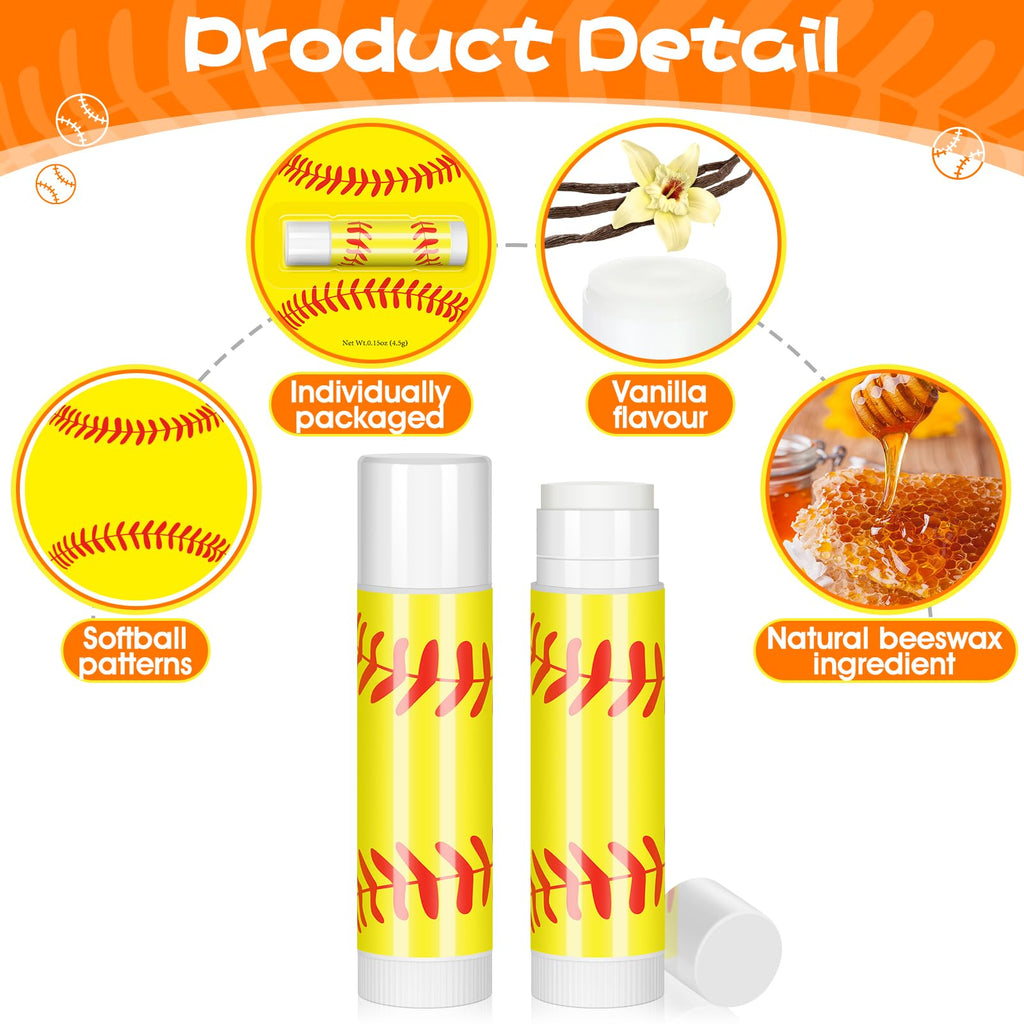 AKAIXI 24-Pack Softball Chapstick – Beeswax Lip Balm with Vanilla Flavor