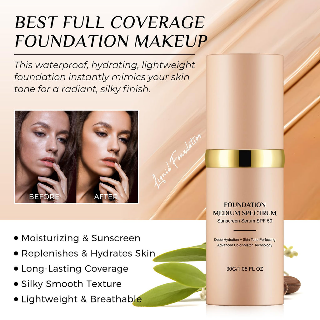 akareni Color Changing Foundation 4-in-1 — Medium Spectrum SPF50+ Waterproof