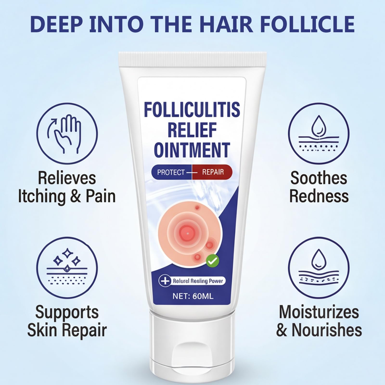 AKQBPN Folliculitis Treatment Cream - Soothes Itching & Redness | Natural, Non-Irritating Formula | 2oz