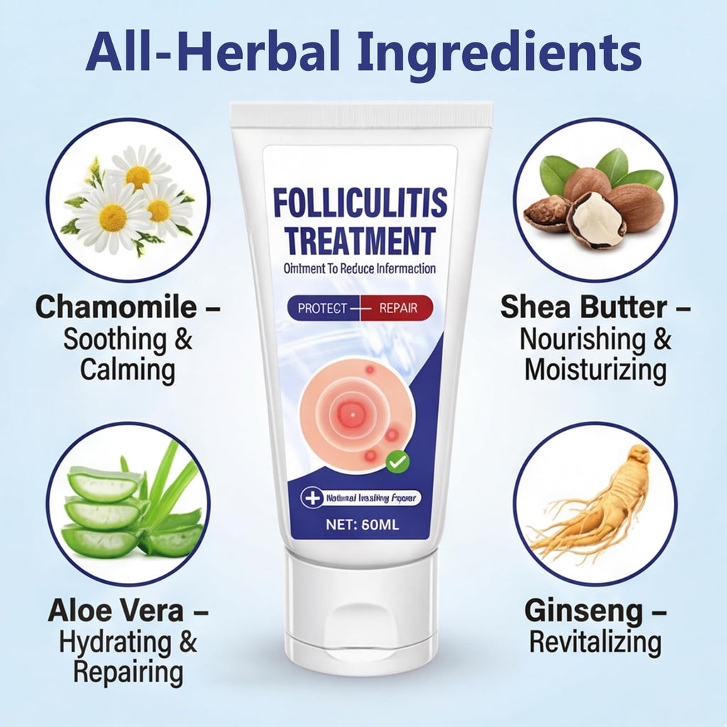 AKQBPN Folliculitis Treatment Cream - Soothes Itching & Redness | Natural, Non-Irritating Formula | 2oz