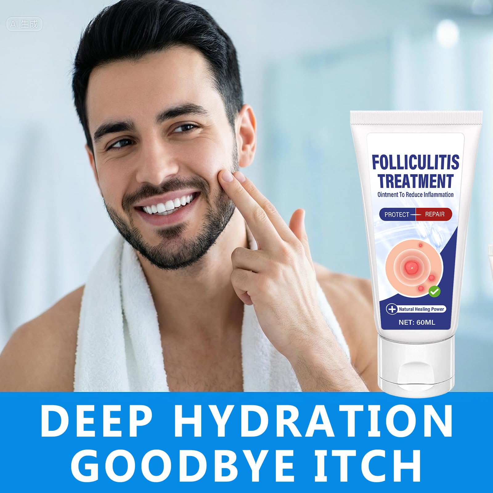 AKQBPN Folliculitis Treatment Cream - Soothes Itching & Redness | Natural, Non-Irritating Formula | 2oz