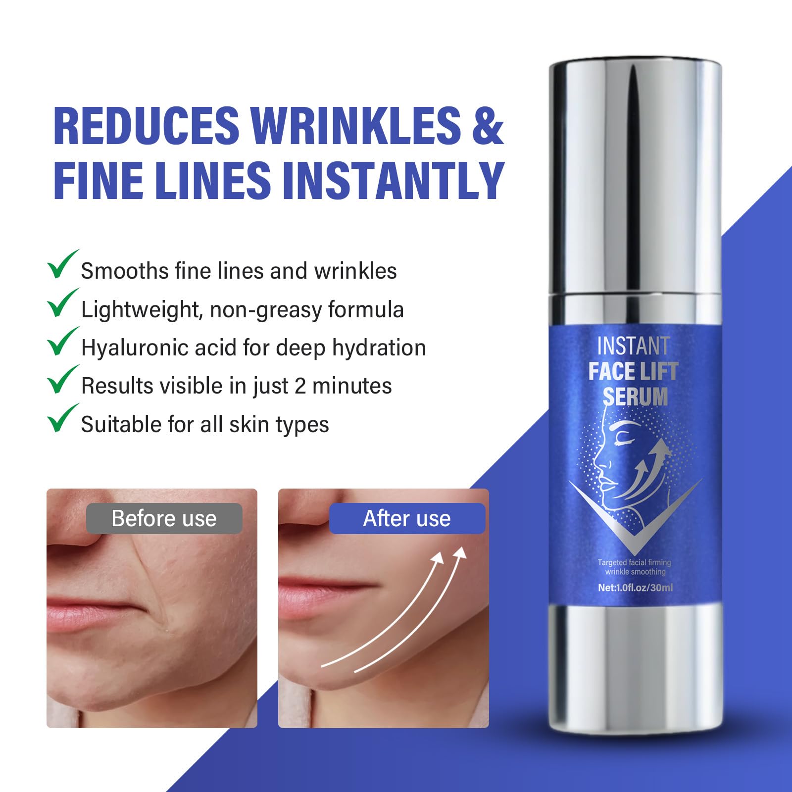 AKQBPN Instant Face Lift Serum — Quick Firming & Skin Tightening, 1 Fl Oz