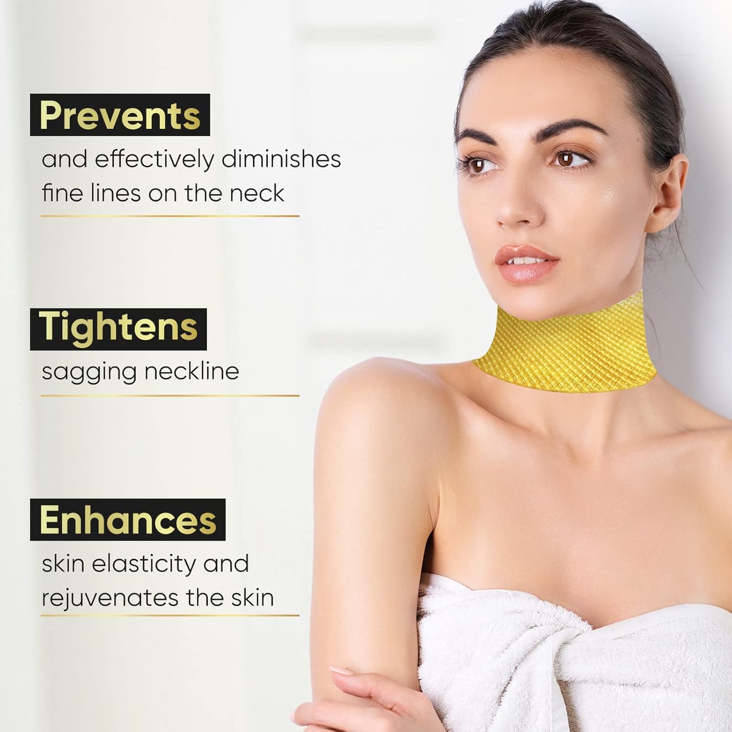 AKQBPN Neck Wrinkle Patches — 24K Gold Collagen Neck Pads for Firming & Hydration