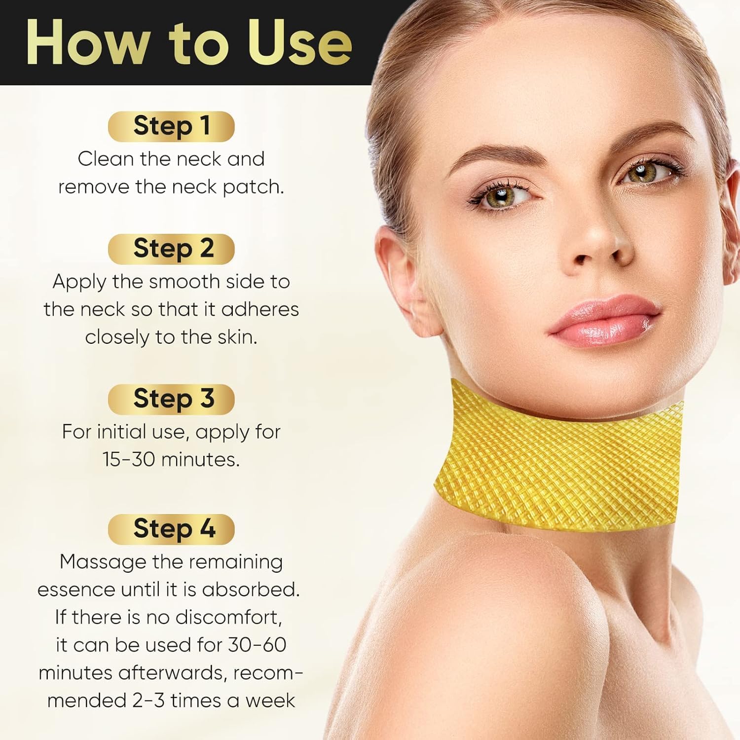 AKQBPN Neck Wrinkle Patches — 24K Gold Collagen Neck Pads for Firming & Hydration