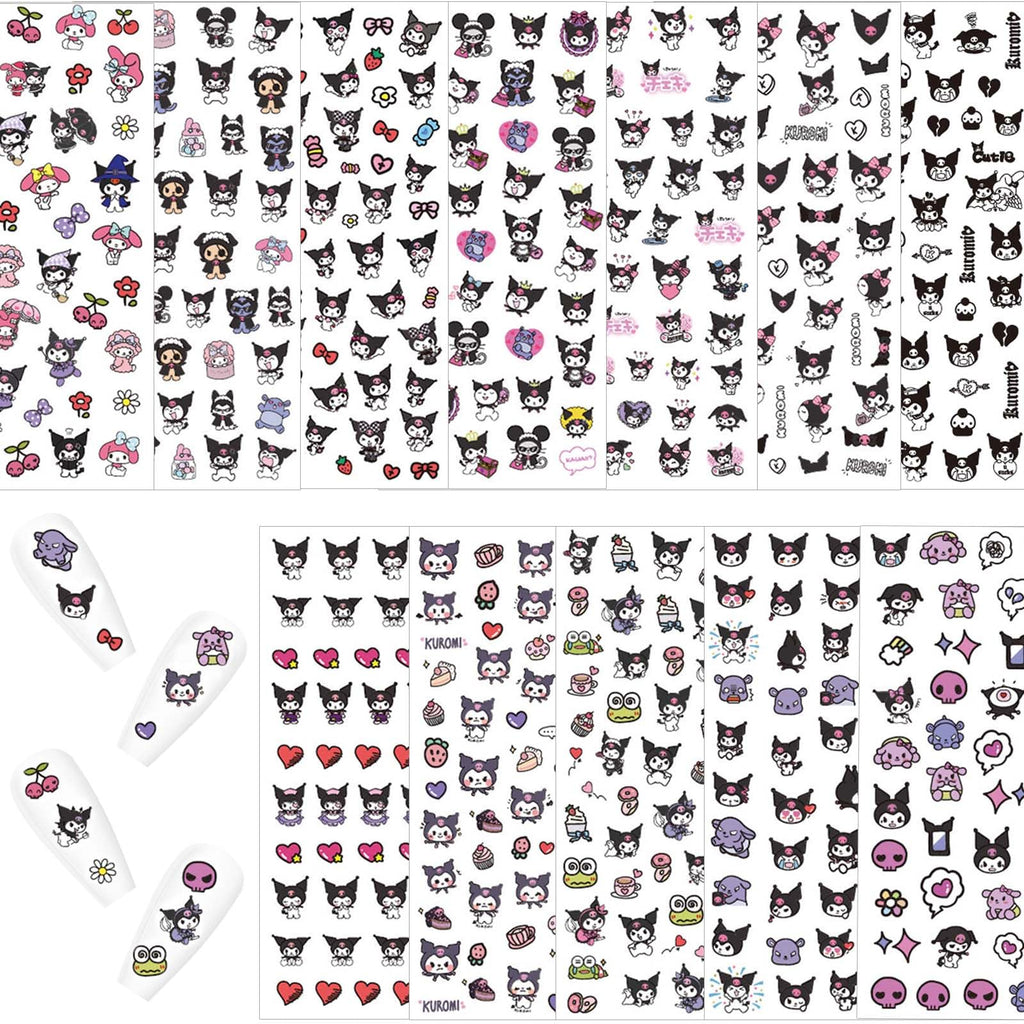 12-Pics 3D Cute Cartoon Nail Stickers by Akutoer | Kawaii Nail Charms & Anime Decals