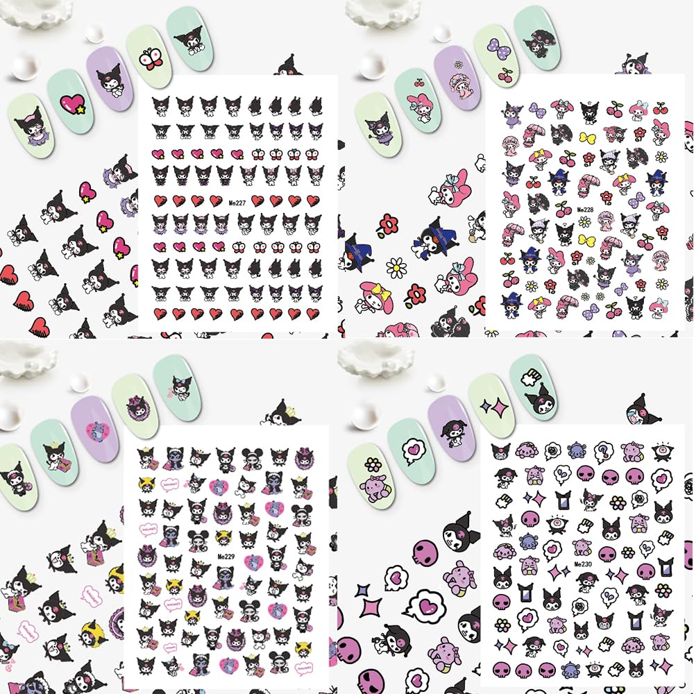 12-Pics 3D Cute Cartoon Nail Stickers by Akutoer | Kawaii Nail Charms & Anime Decals