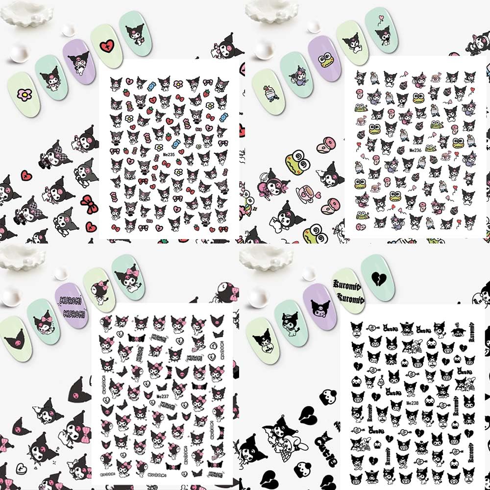 12-Pics 3D Cute Cartoon Nail Stickers by Akutoer | Kawaii Nail Charms & Anime Decals