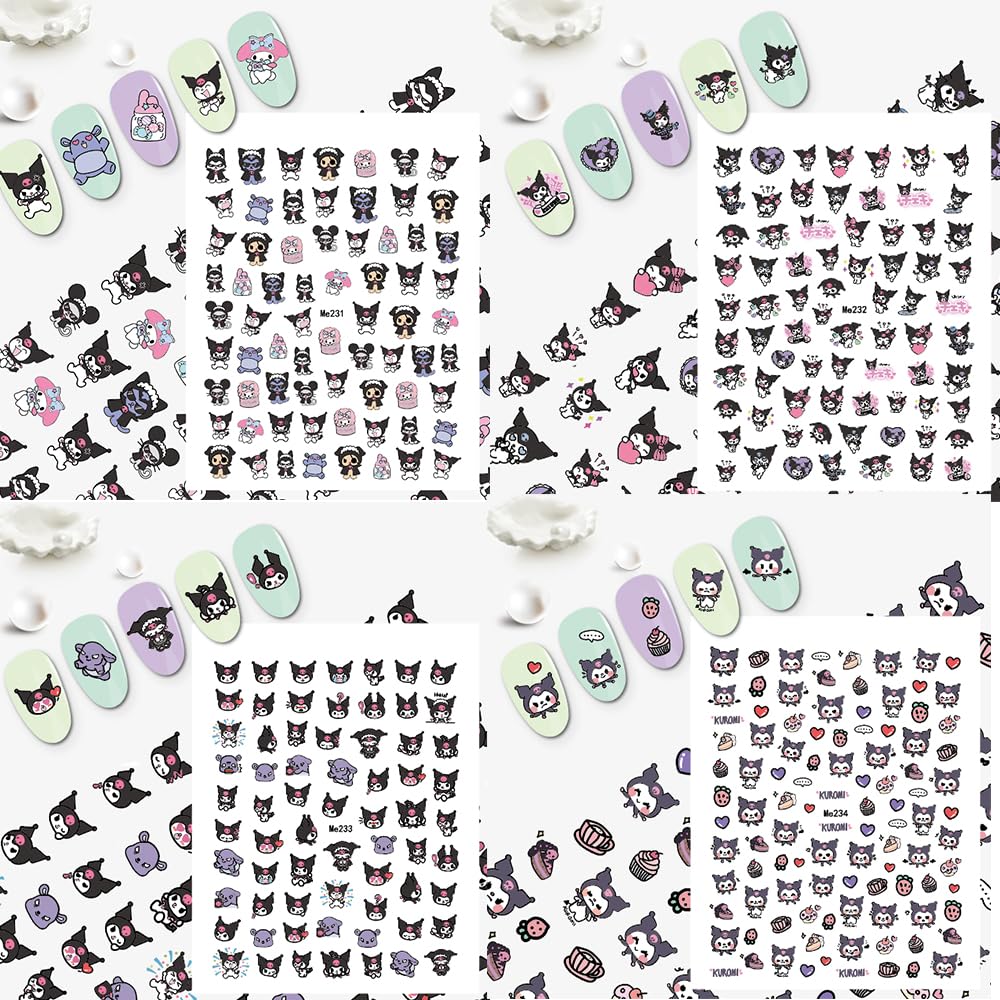 12-Pics 3D Cute Cartoon Nail Stickers by Akutoer | Kawaii Nail Charms & Anime Decals