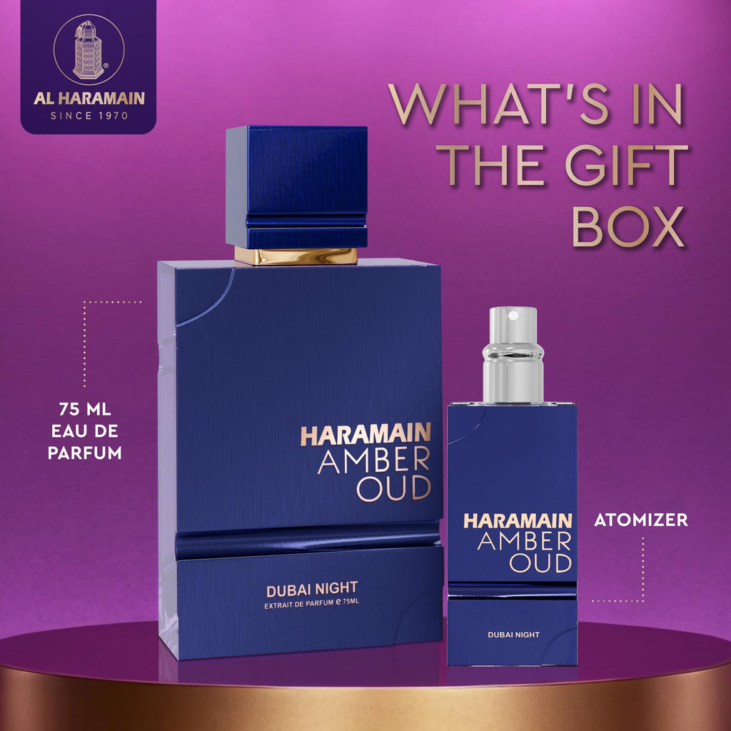 Al Haramain Amber Oud EDP 75ml + Atomizer – Dubai Night | Unisex Perfume