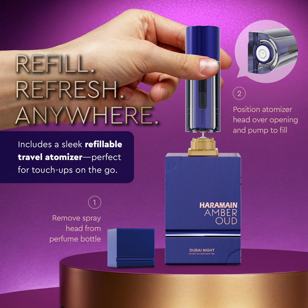 Al Haramain Amber Oud EDP 75ml + Atomizer – Dubai Night | Unisex Perfume