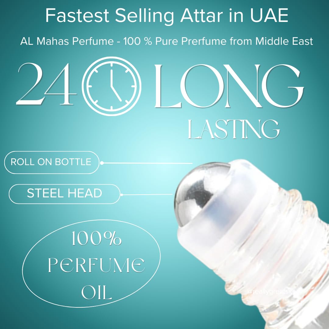 AL MAHAS Rose de ambre Satin Silk Oud Attar (15 ML) – Long Lasting Unisex 100% Pure Perfume Oil