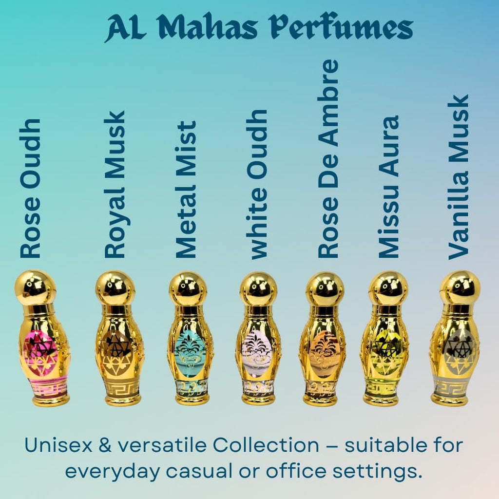AL MAHAS Rose de ambre Satin Silk Oud Attar (15 ML) – Long Lasting Unisex 100% Pure Perfume Oil