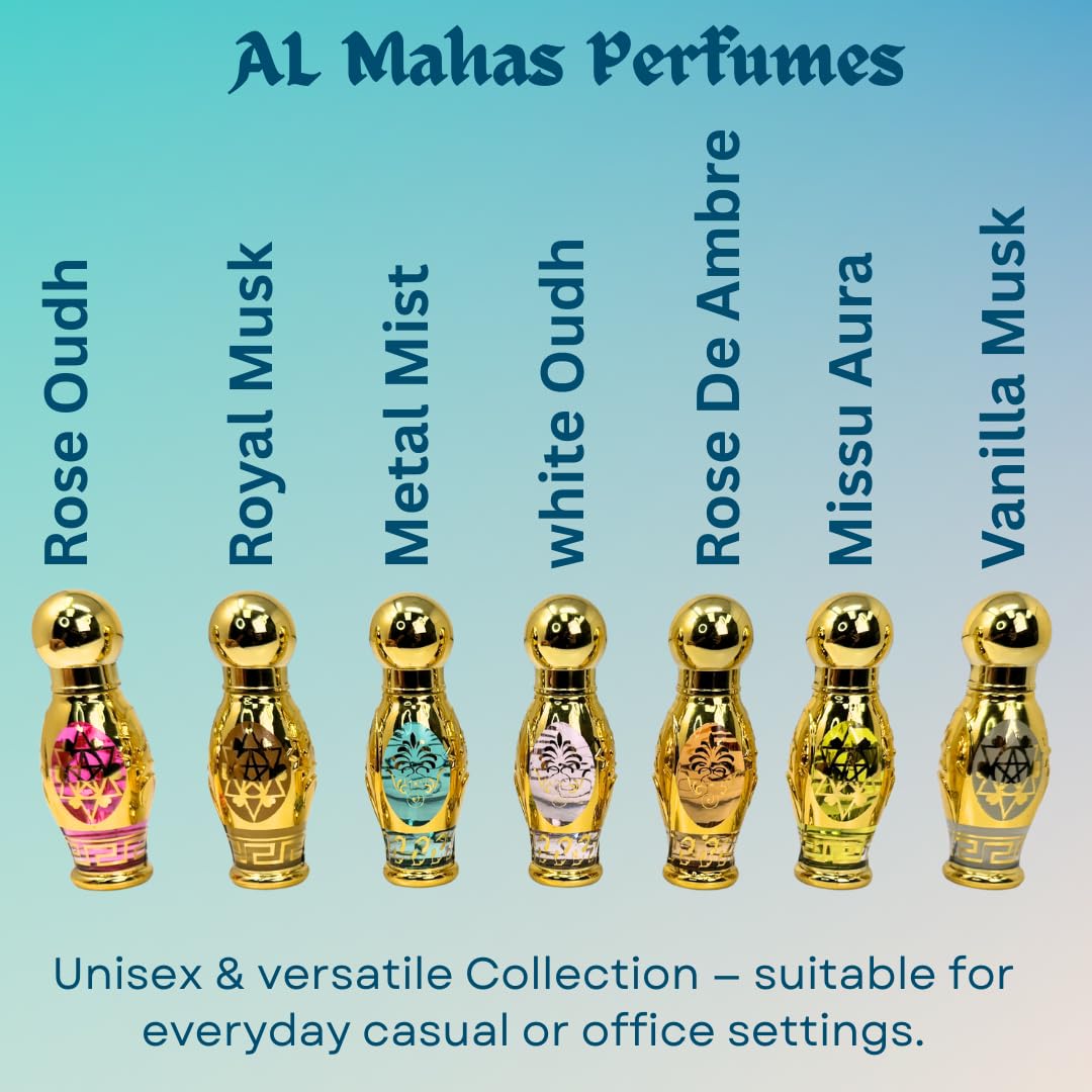 AL MAHAS Rose de ambre Satin Silk Oud Attar (15 ML) – Long Lasting Unisex 100% Pure Perfume Oil