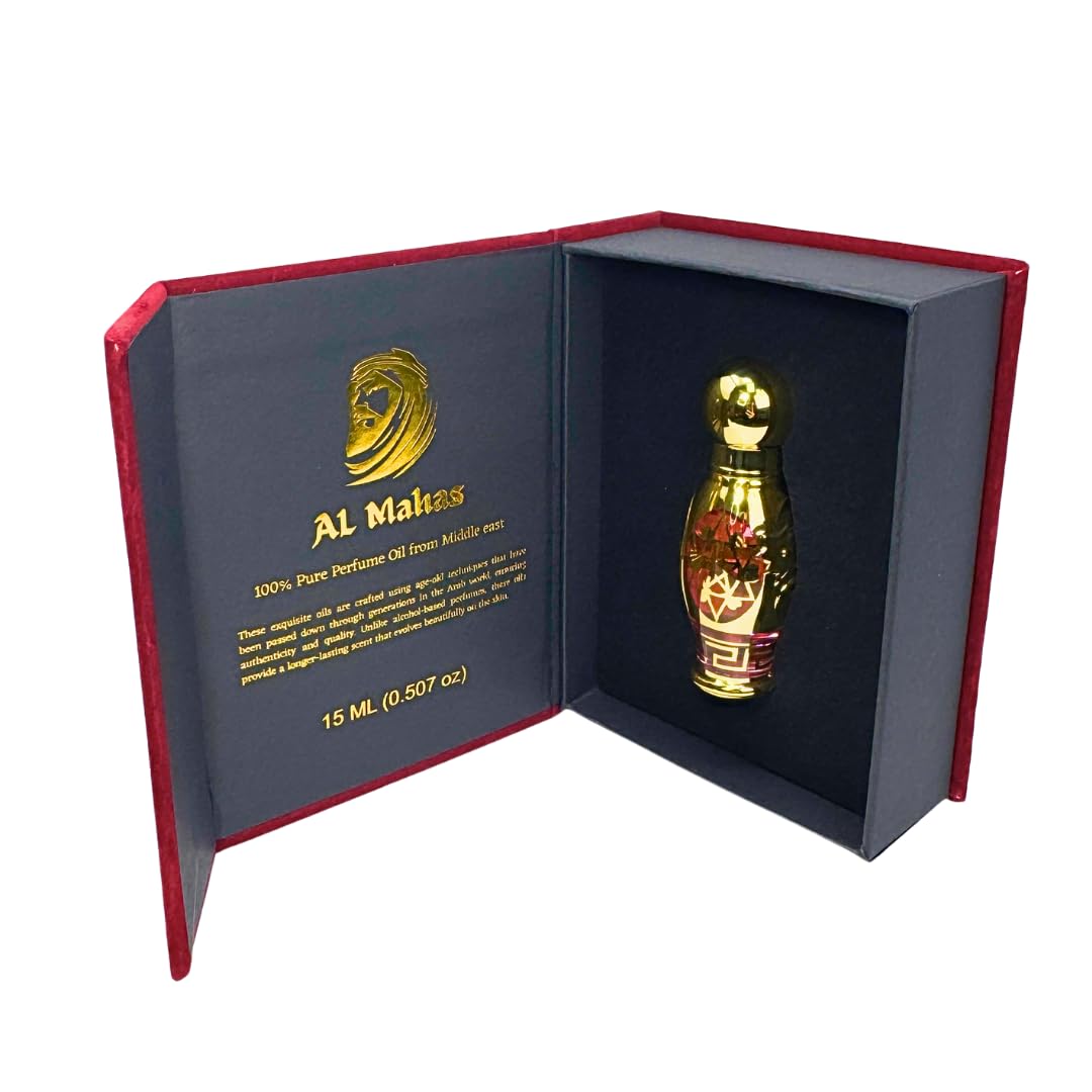 AL MAHAS Rose de ambre Satin Silk Oud Attar (15 ML) – Long Lasting Unisex 100% Pure Perfume Oil
