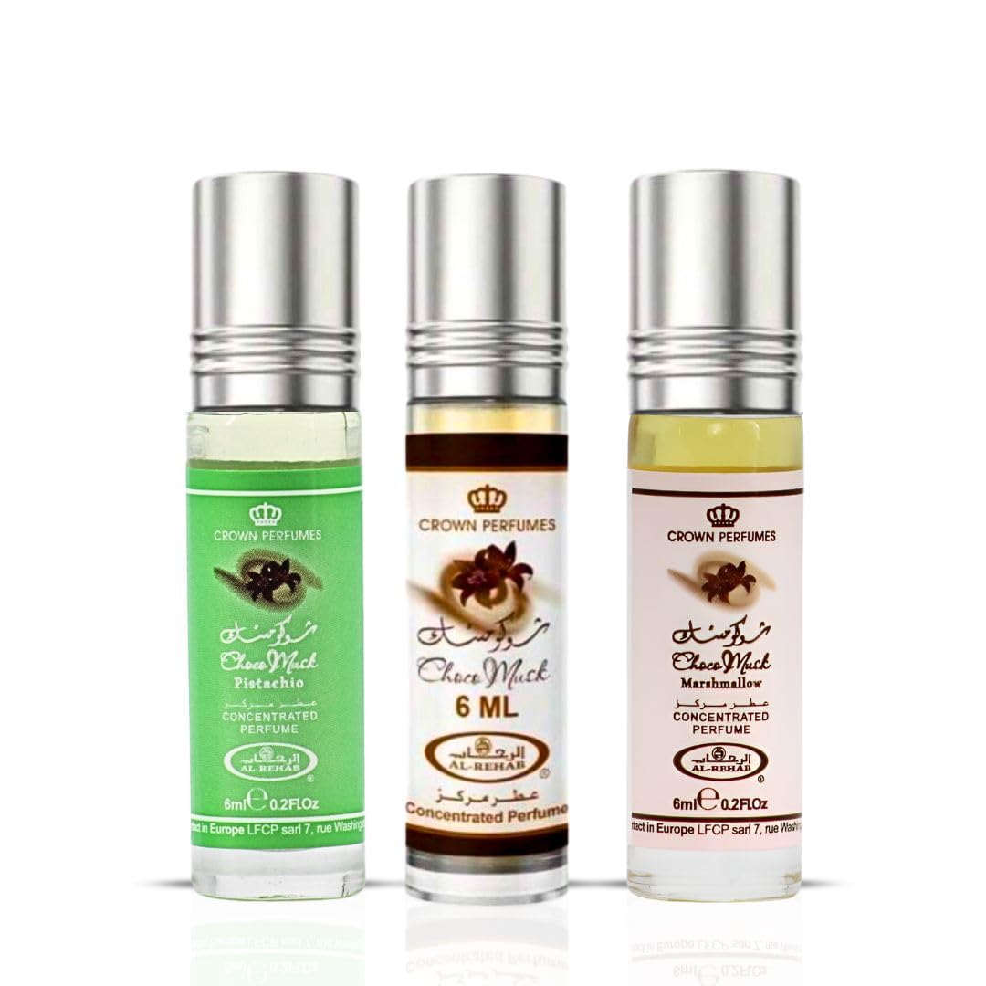 Al-Rehab Choco Musk Perfume Oils Bundle – Original, Marshmallow & Pistachio 6ml