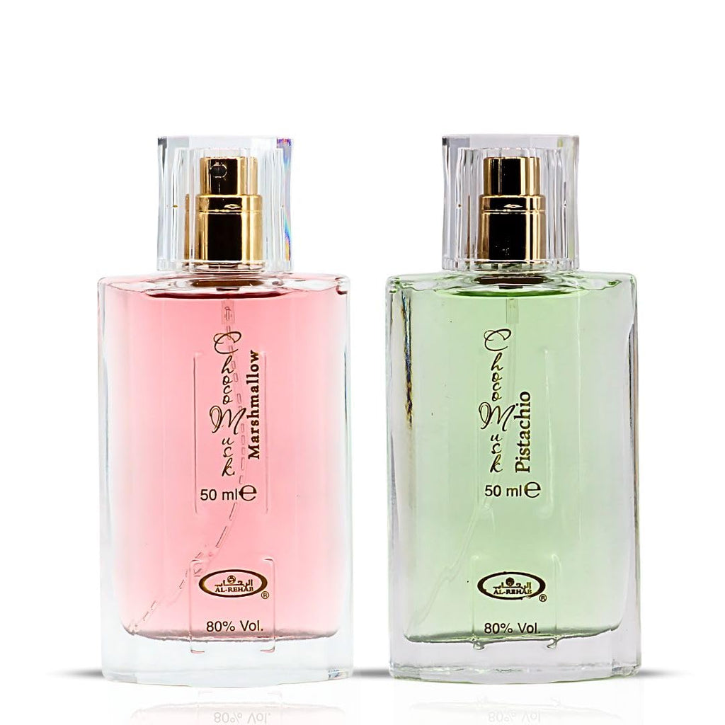 Al-Rehab Choco Musk Marshmallow & Pistachio EDP Sprays 50ml Bundle | Gourmand Chocolate & Vanilla Fragrances