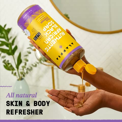 Alaffia Authentic African Black Soap with Wild Lavender – 2-Pack, All-in-One Cleanser (32 oz)