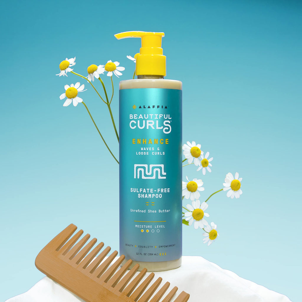 Alaffia Beautiful Curls Curl Enhancing Cream Shampoo for Kinky Curly Hair – Sulfate Free, Shea Butter